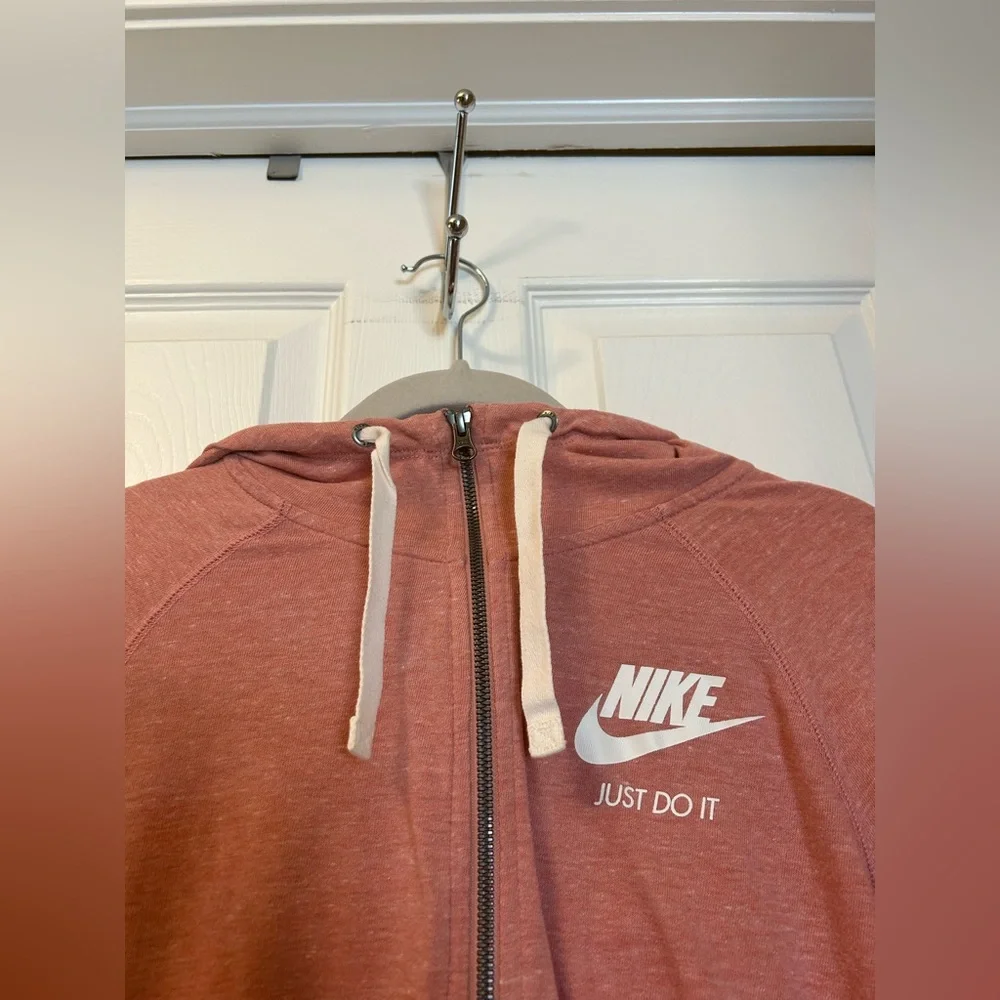 Women’s Pink Nike Zip Up Hooded Sweatshirt - Picture 2 of 4